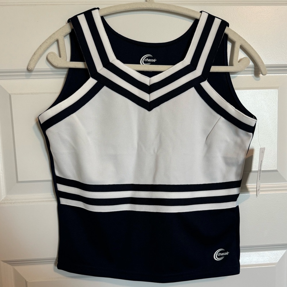 Chasse Women's Navy and White Striped Tank Top